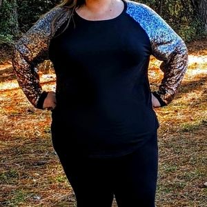 Long Sleeve Sequin Shirt, Size 4XL